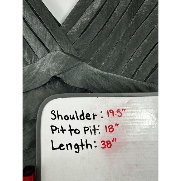 Adrianna Papell Sleeveless Iridescent Shutter Pleat Double V Dress Gray Size 10 - Picture 10 of 10